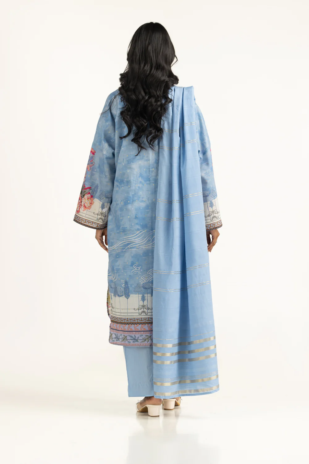 3PC Lurex Jacquard Printed Suit - Image 5