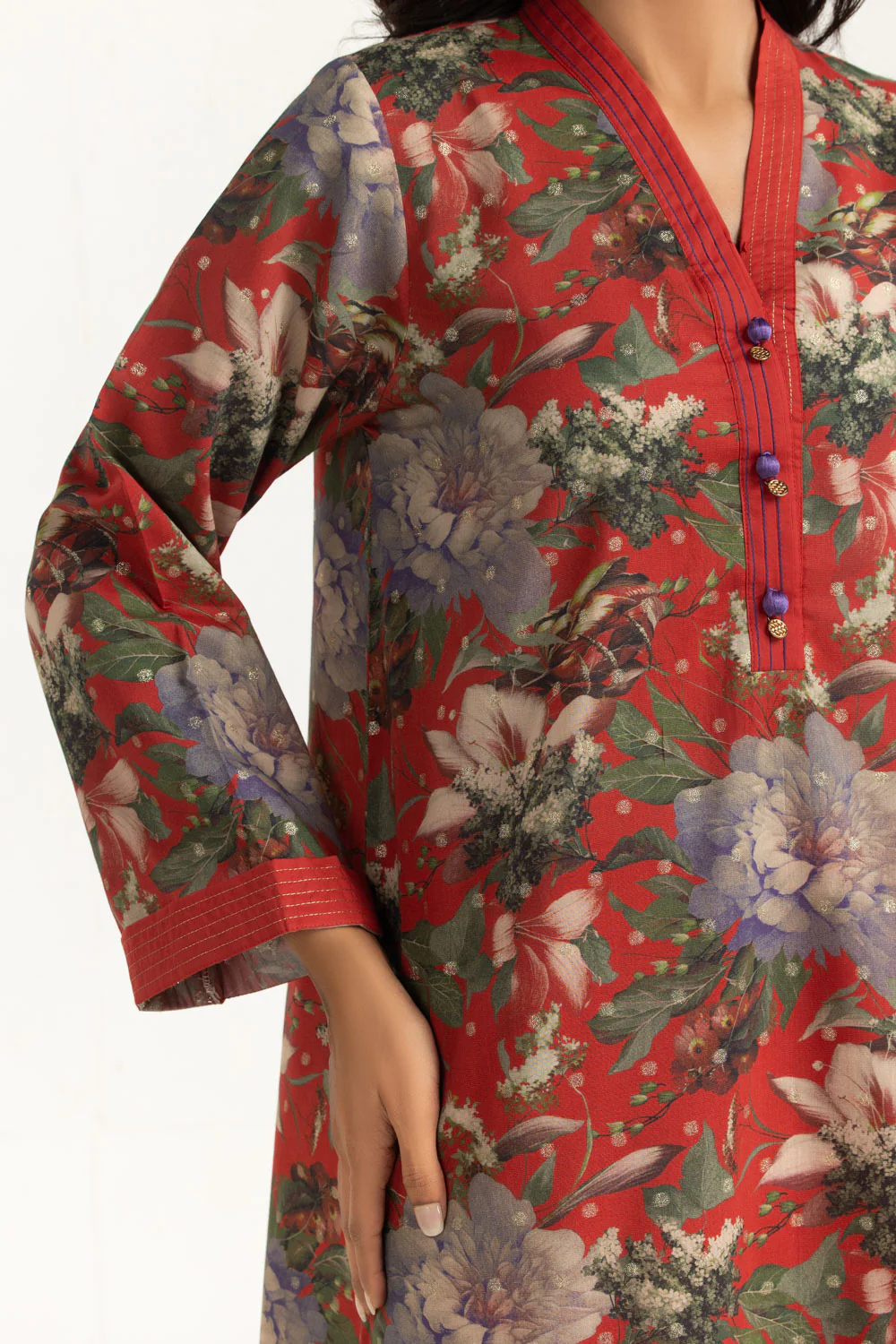 3PC Lurex Jacquard Printed Suit - Image 2