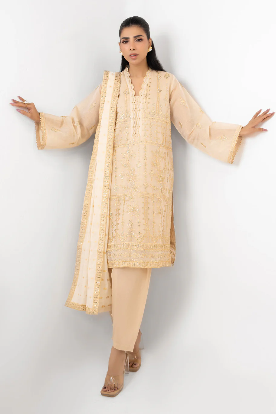 3PC Mehsuri Embroidered Suit - Image 3