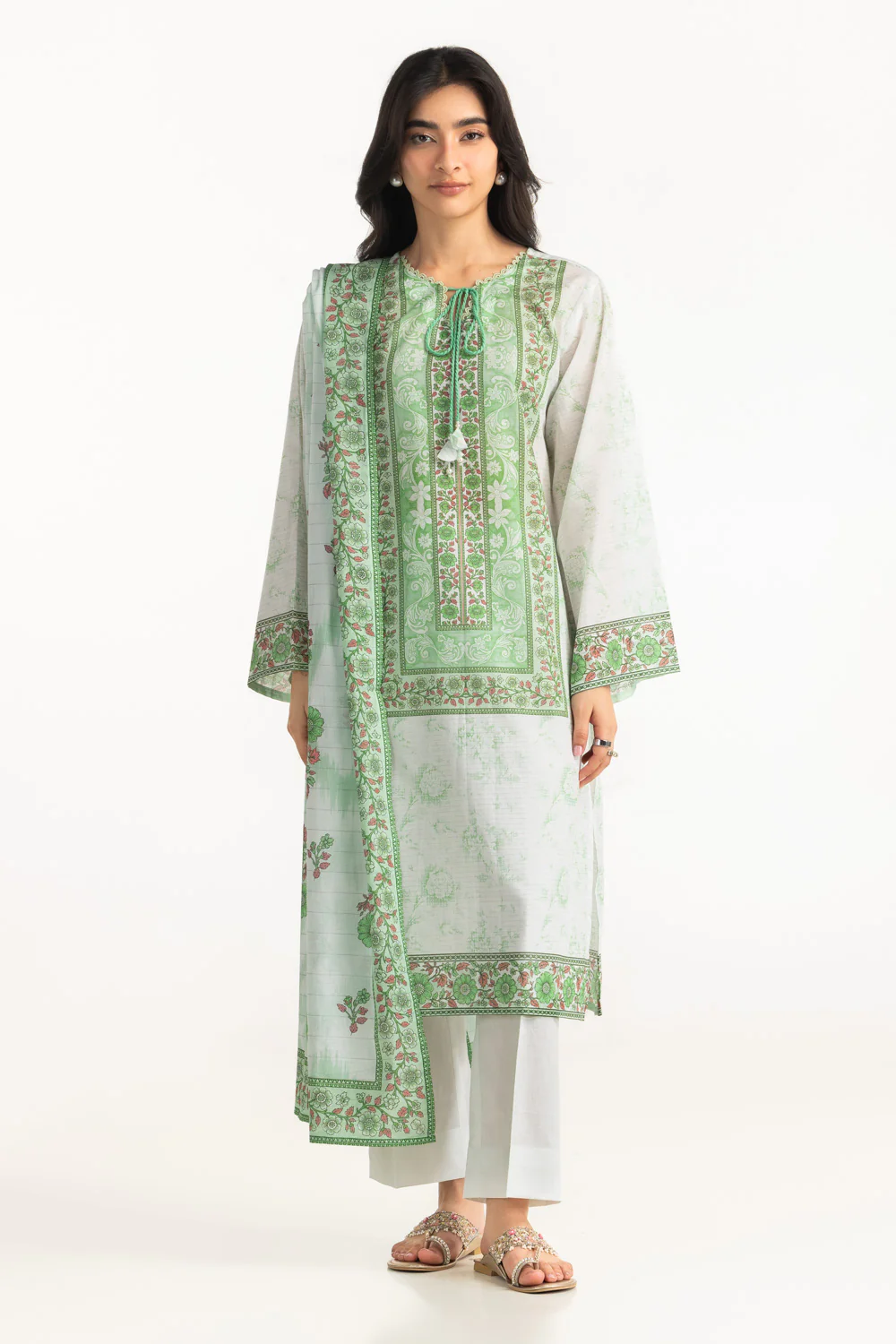 3PC Mehsuri Printed Stripe Suit