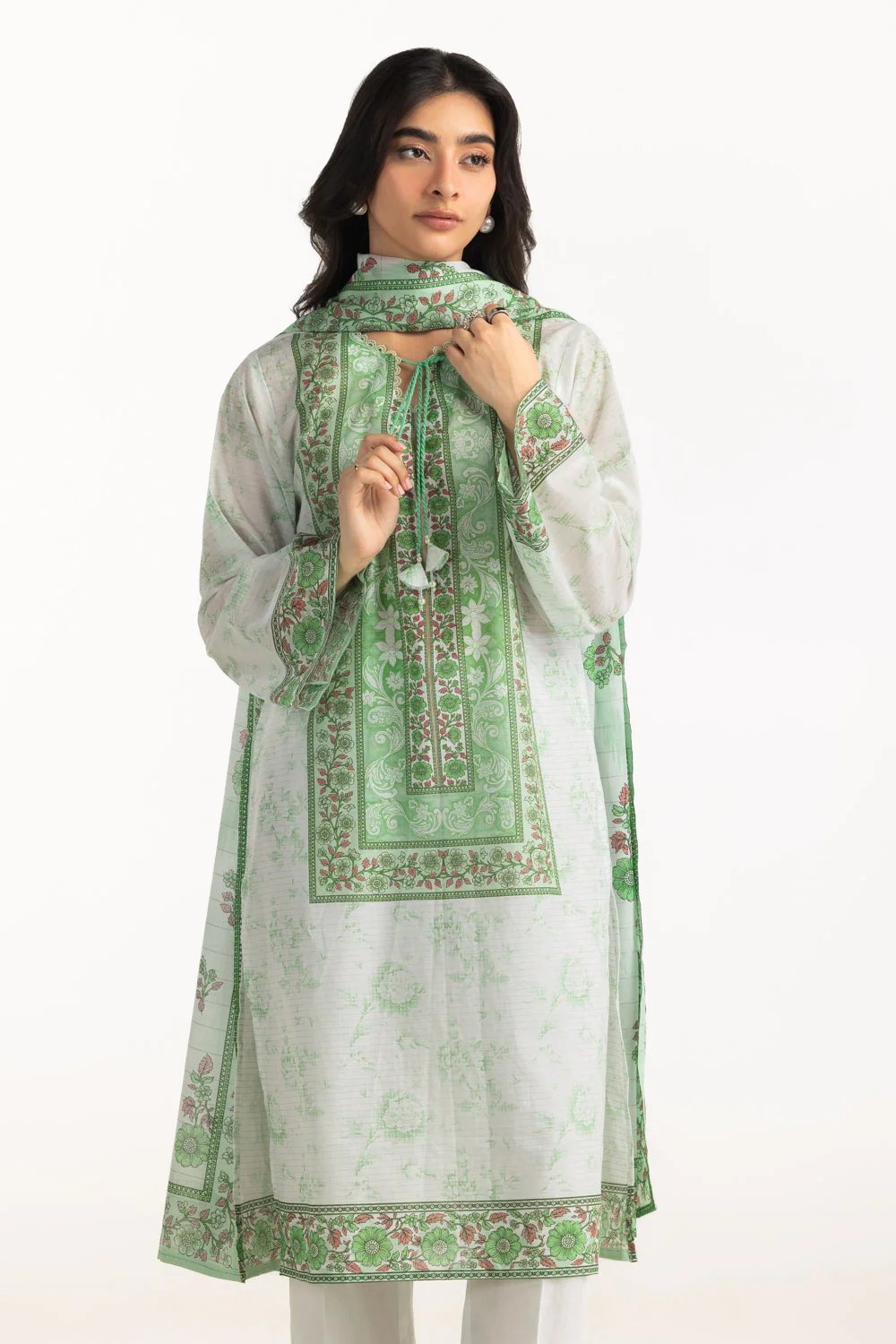 3PC Mehsuri Printed Stripe Suit - Image 3