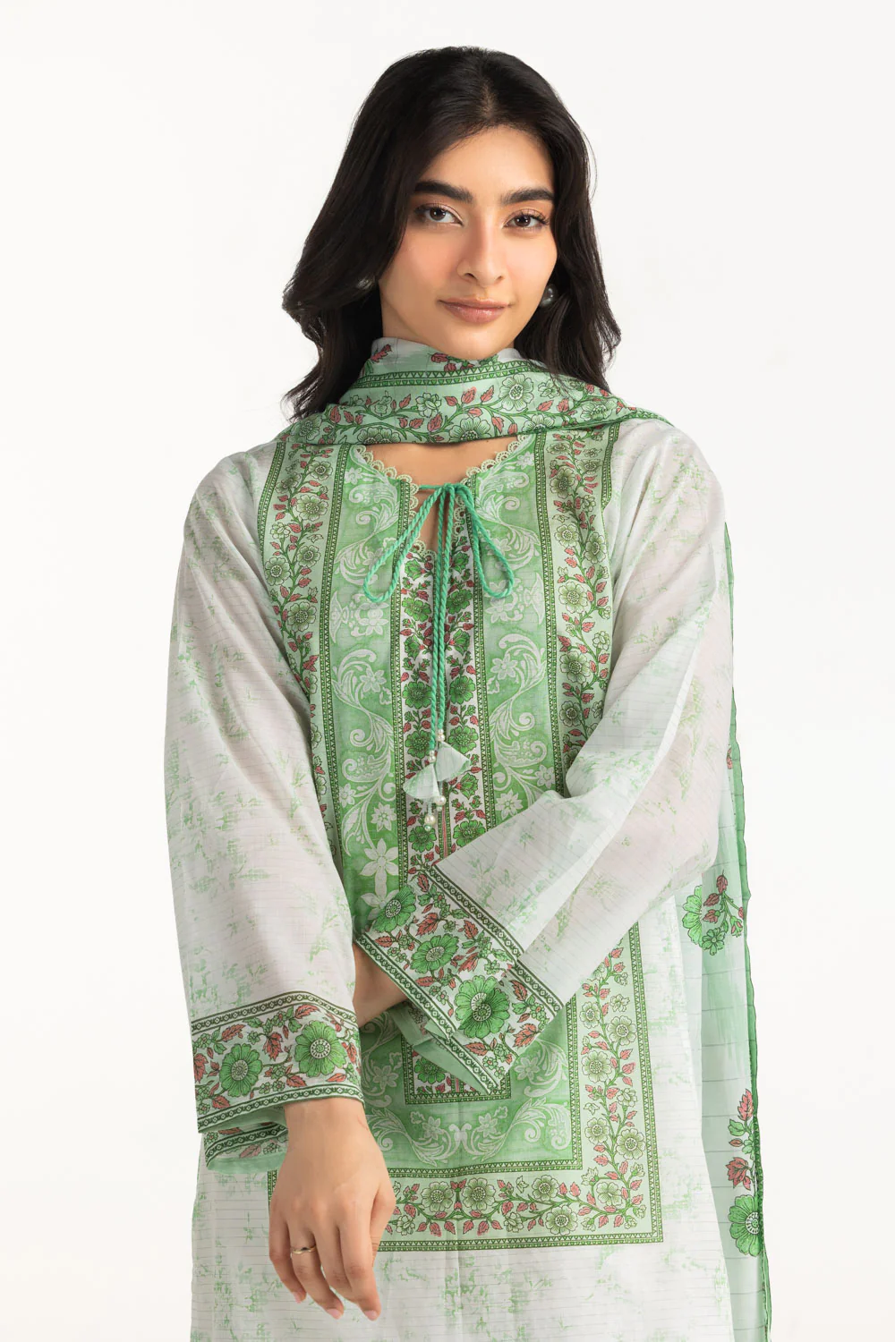 3PC Mehsuri Printed Stripe Suit - Image 5