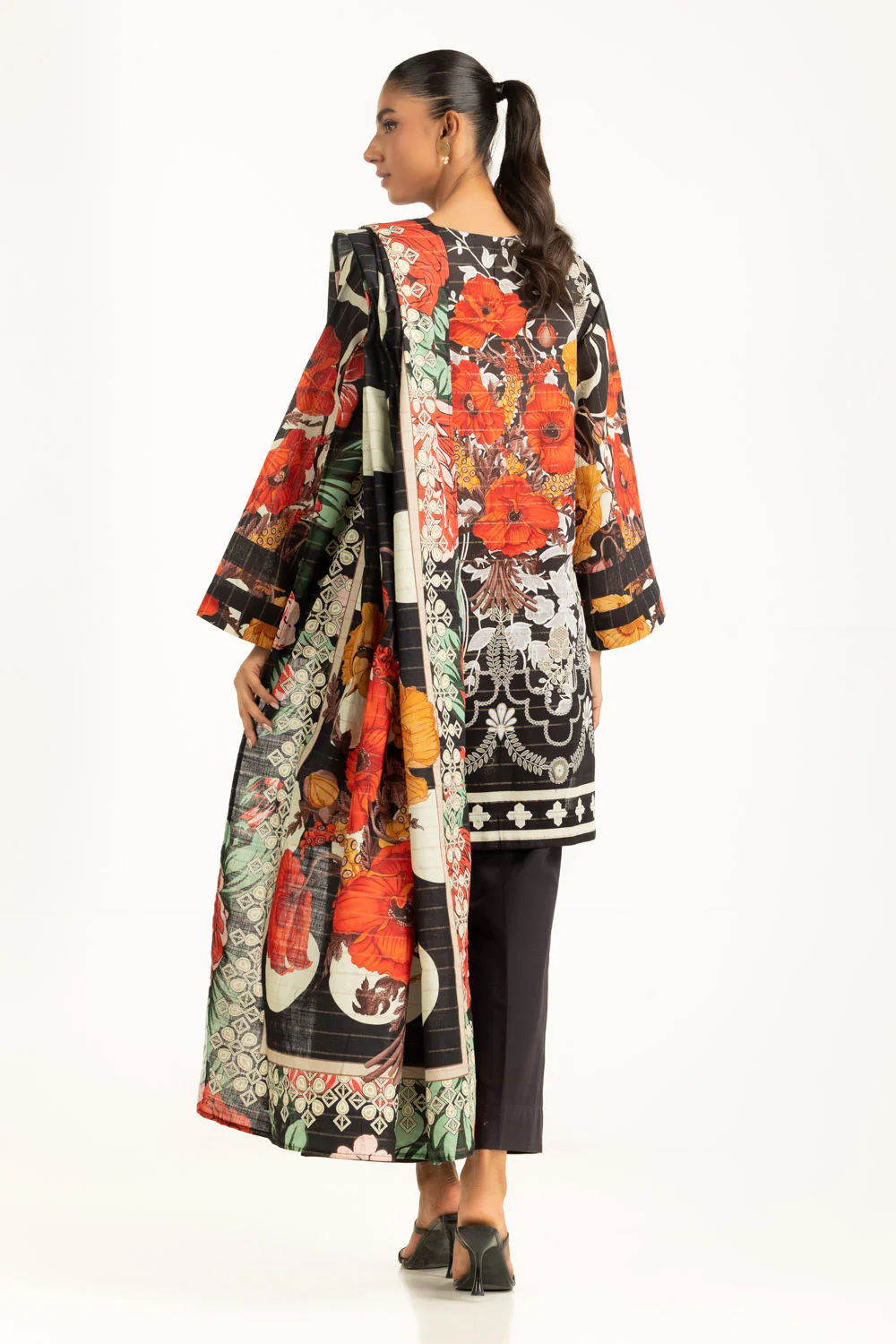 3PC Mehsuri Srtipe Khaddar Printed Suit - Image 6