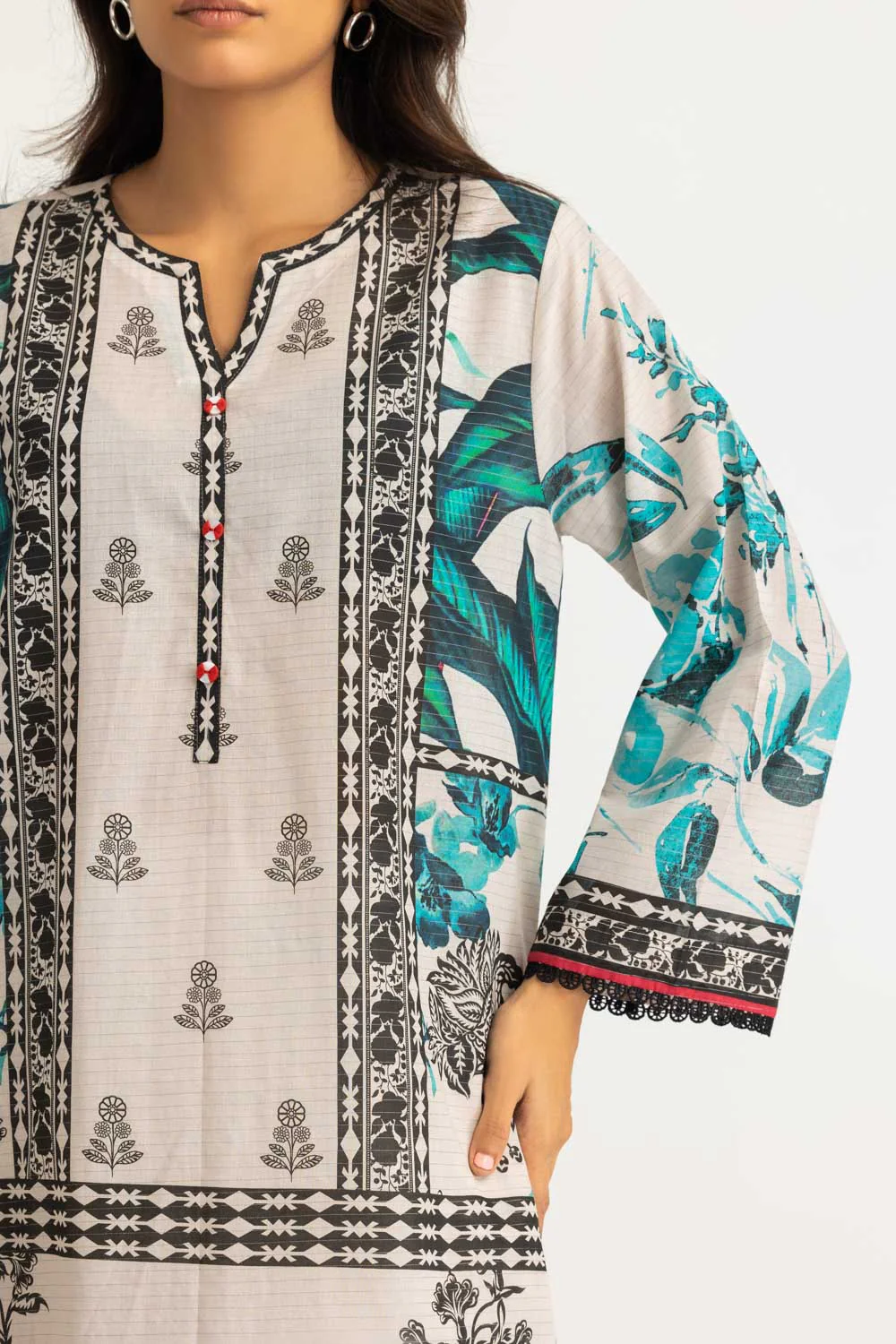3PC Mehsuri Stripe Lawn Printed Suit - Image 2