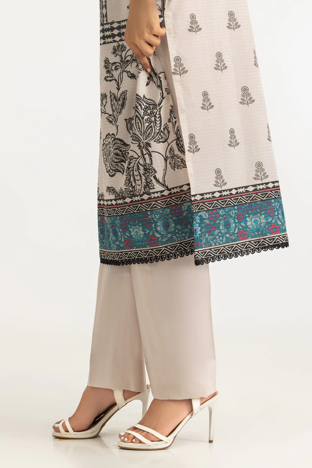 3PC Mehsuri Stripe Lawn Printed Suit - Image 6