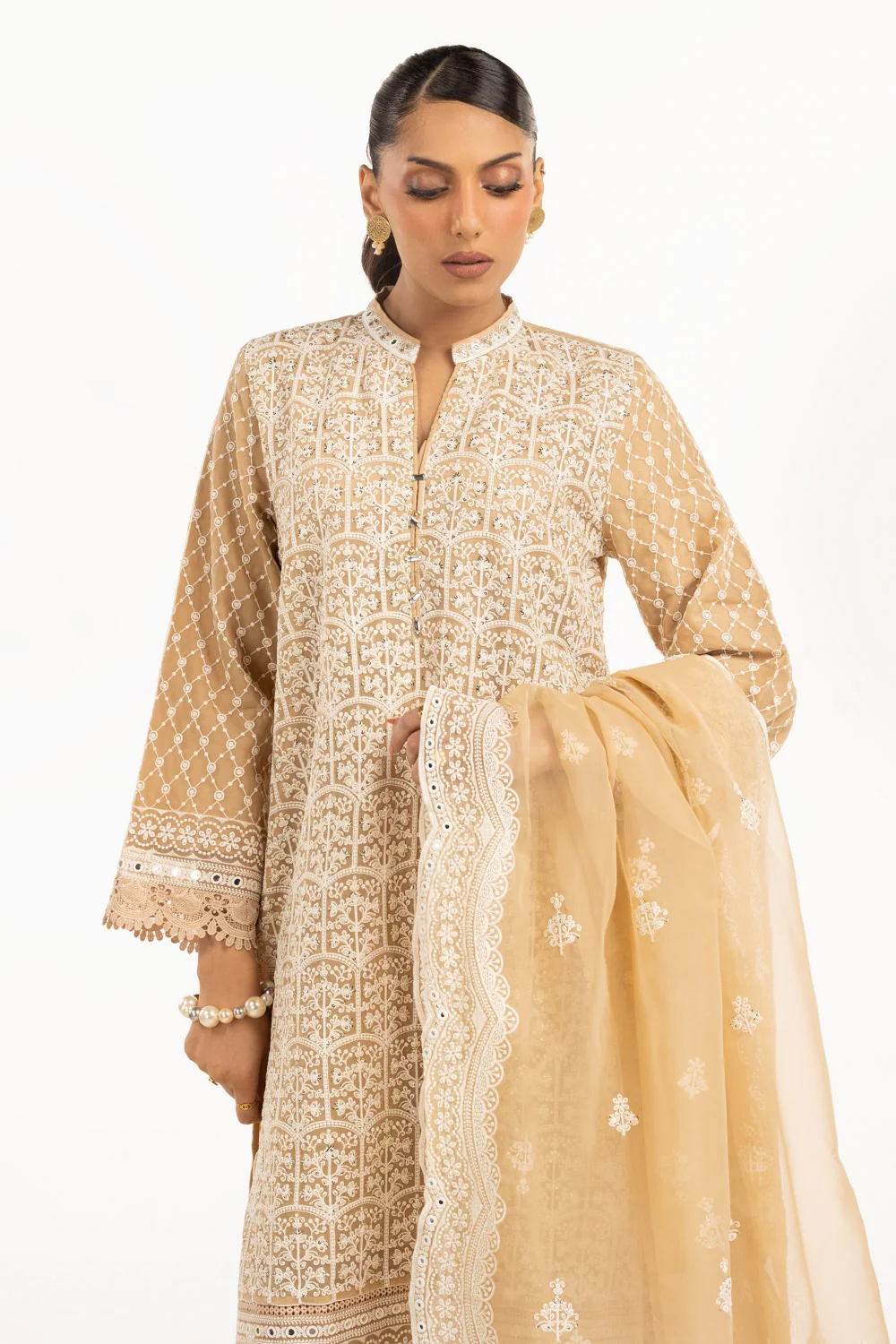 3PC Organza Embroidered Suit - Image 3