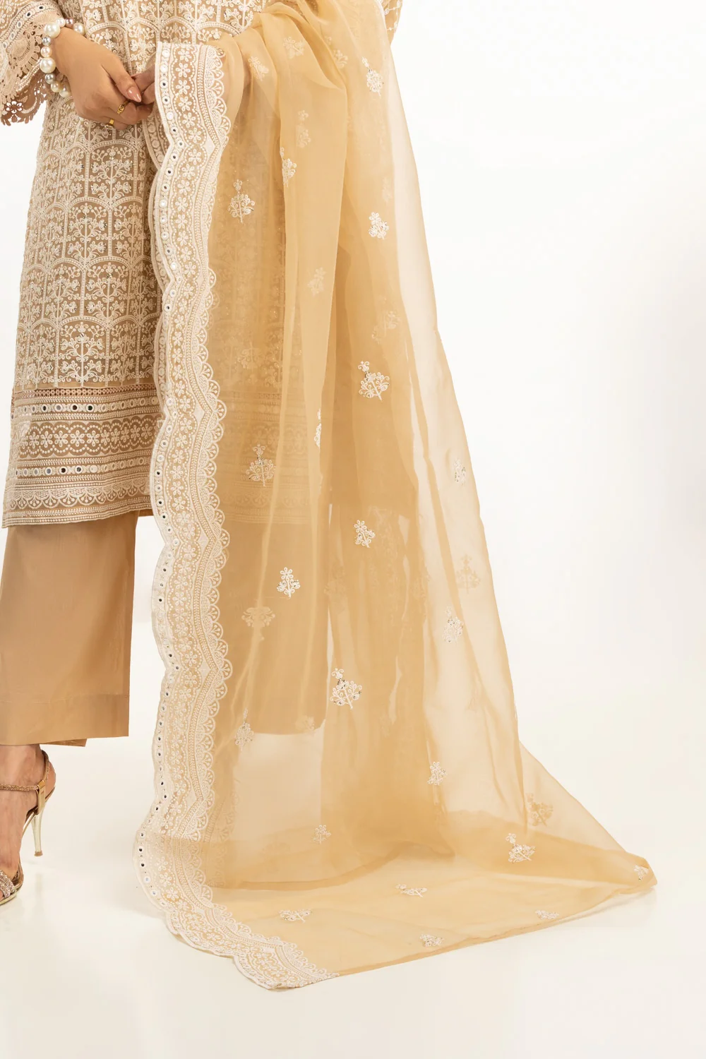 3PC Organza Embroidered Suit - Image 4