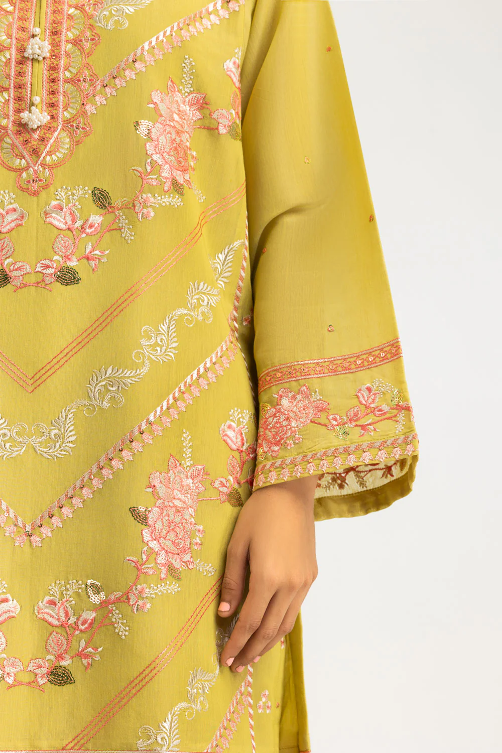 3PC Paper Cotton Embroidered Suit - Image 5