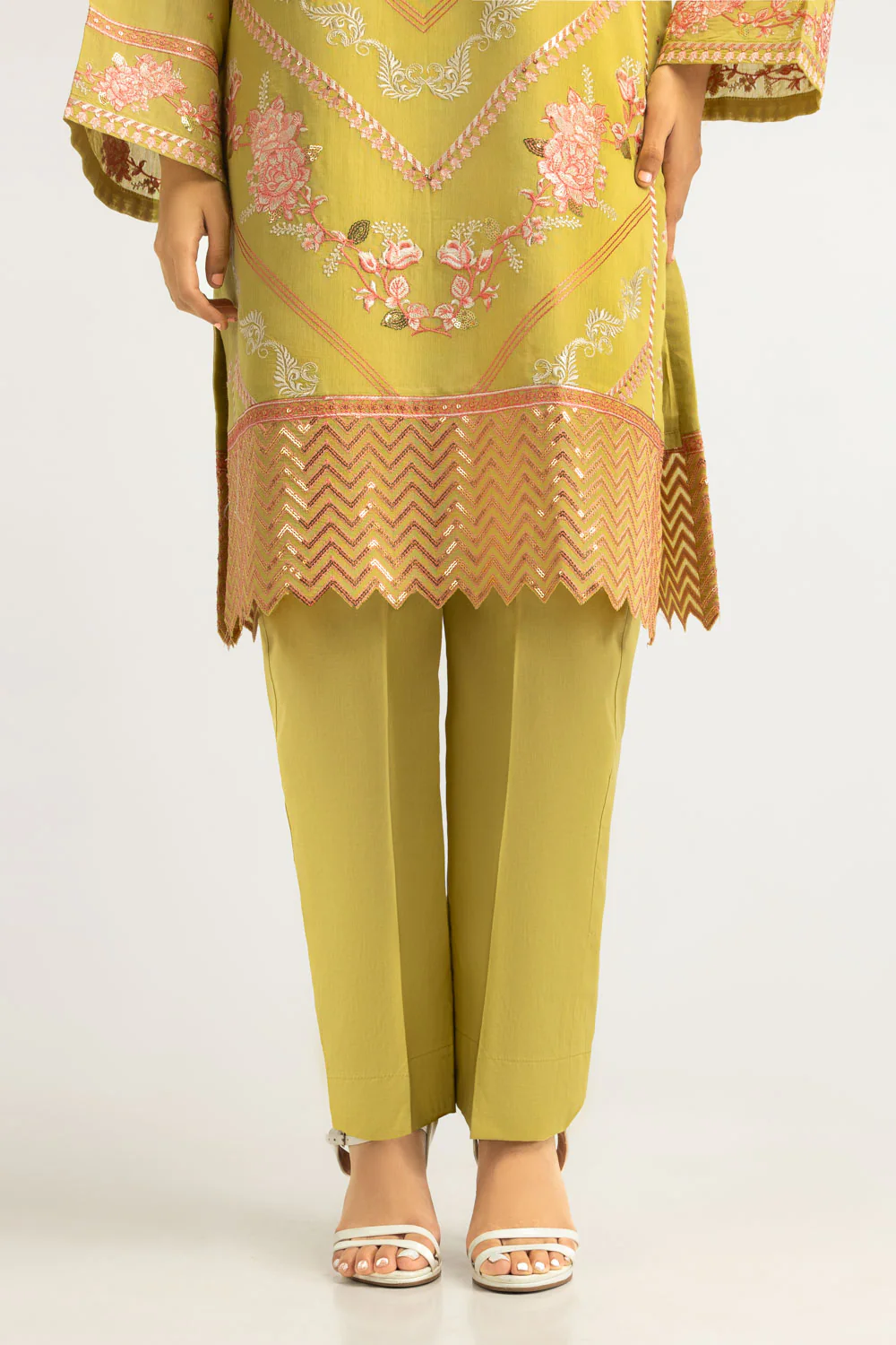 3PC Paper Cotton Embroidered Suit - Image 7