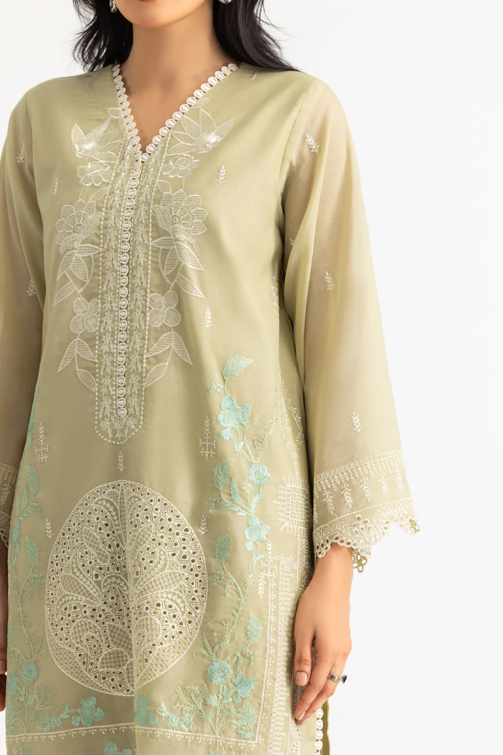 3PC Paper Cotton Embroidered Suit - Image 2