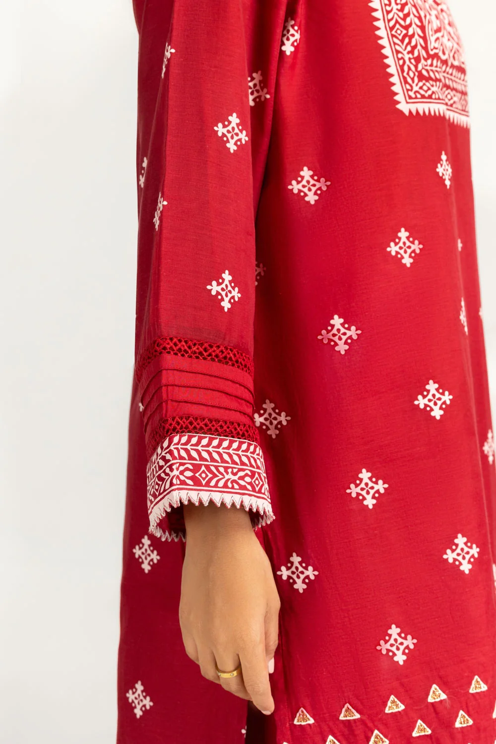 3PC paper-cotton Lacquer Printed Suit With Embroidered - Image 4