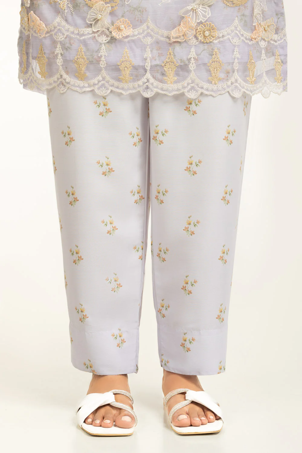 3PC Poly Slub Printed Suit With Embroidered - Image 6