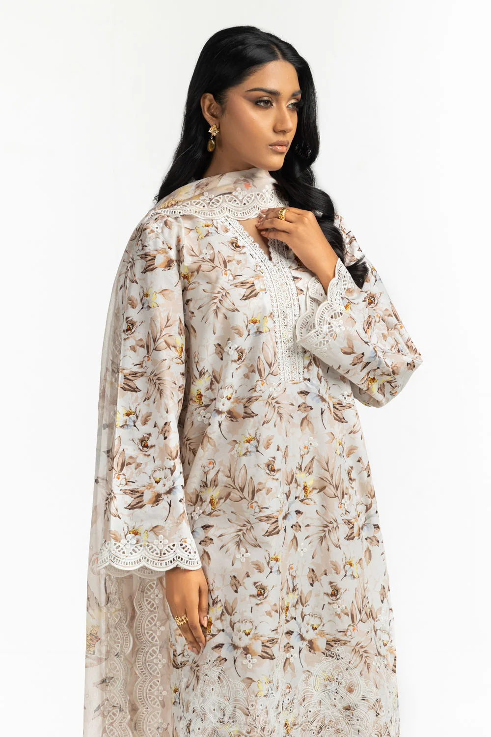 3PC Printed Suit with Embroidered - Image 3