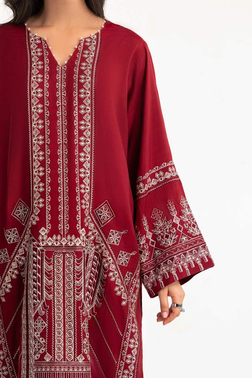 3PC Raw Silk Embroidered Suit - Image 2