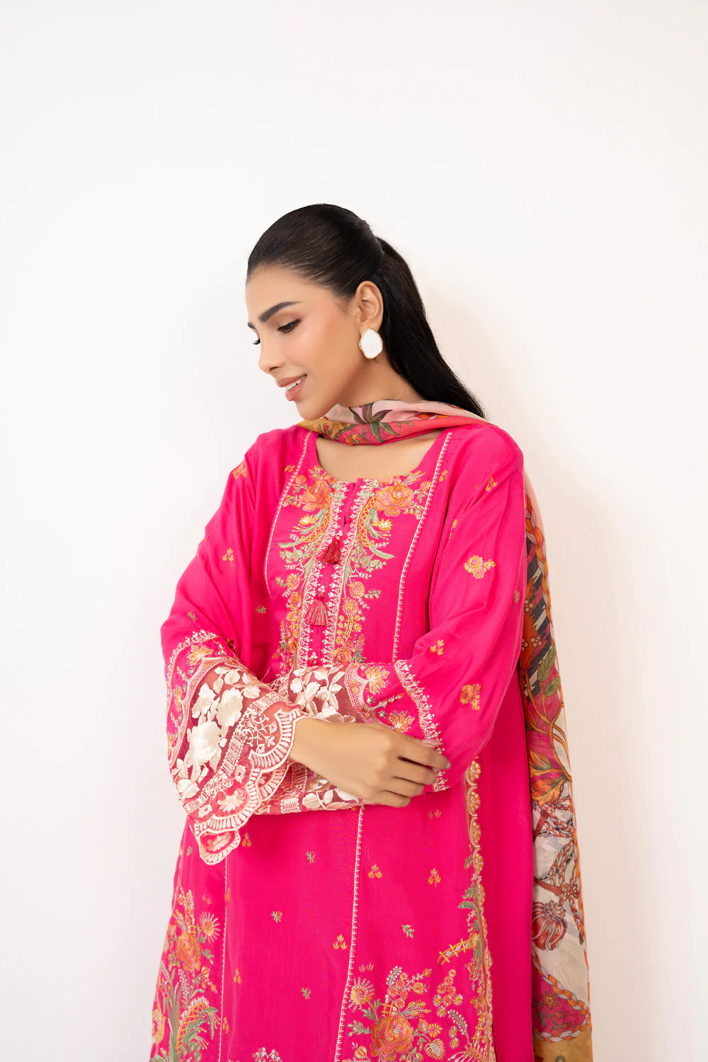 3PC Raw Silk Embroidered Suit - Image 2