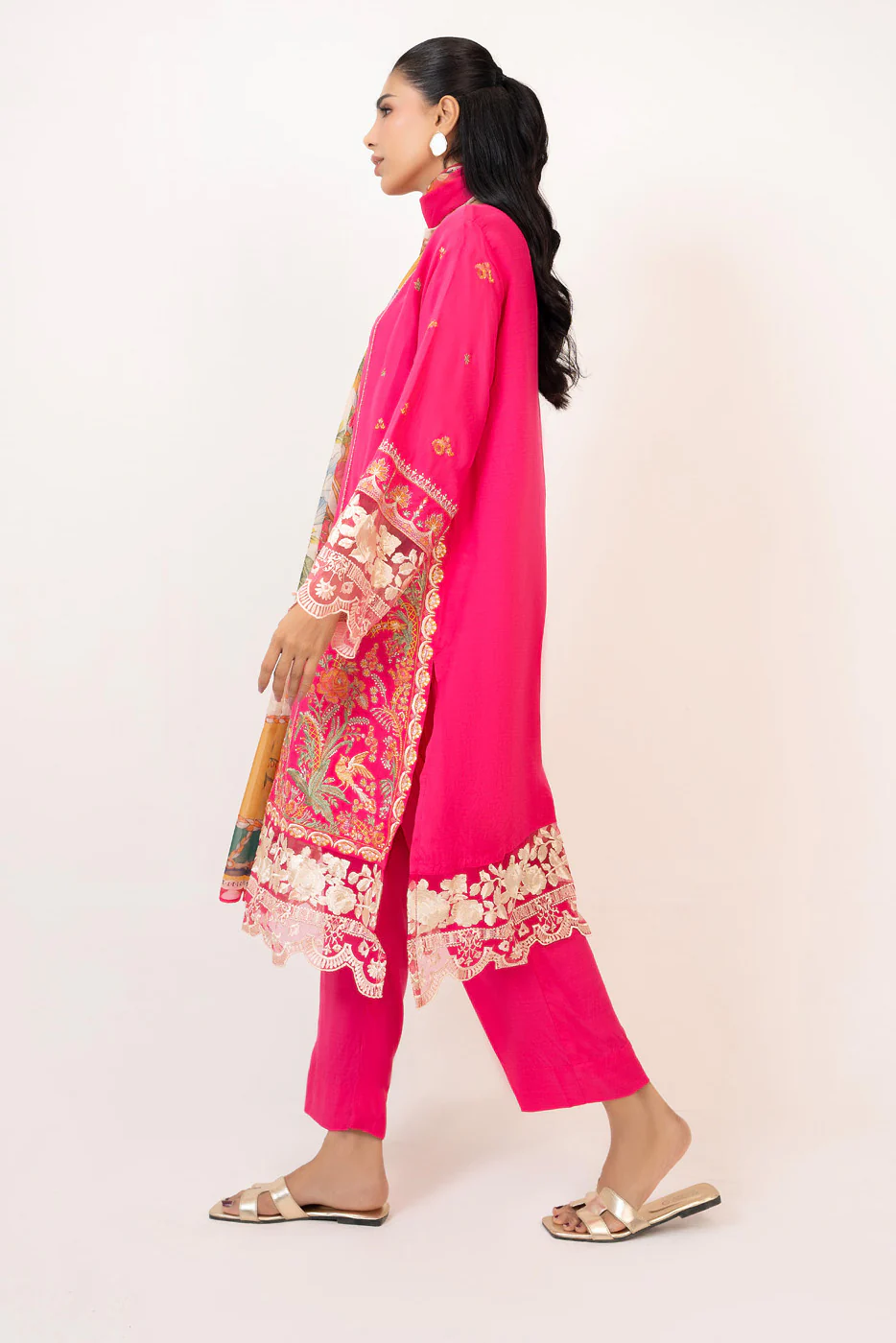 3PC Raw Silk Embroidered Suit - Image 3