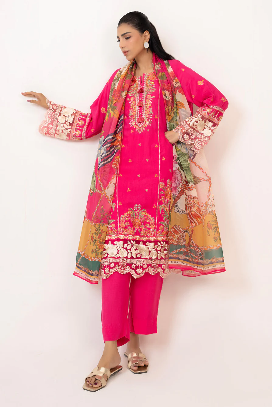 3PC Raw Silk Embroidered Suit - Image 4