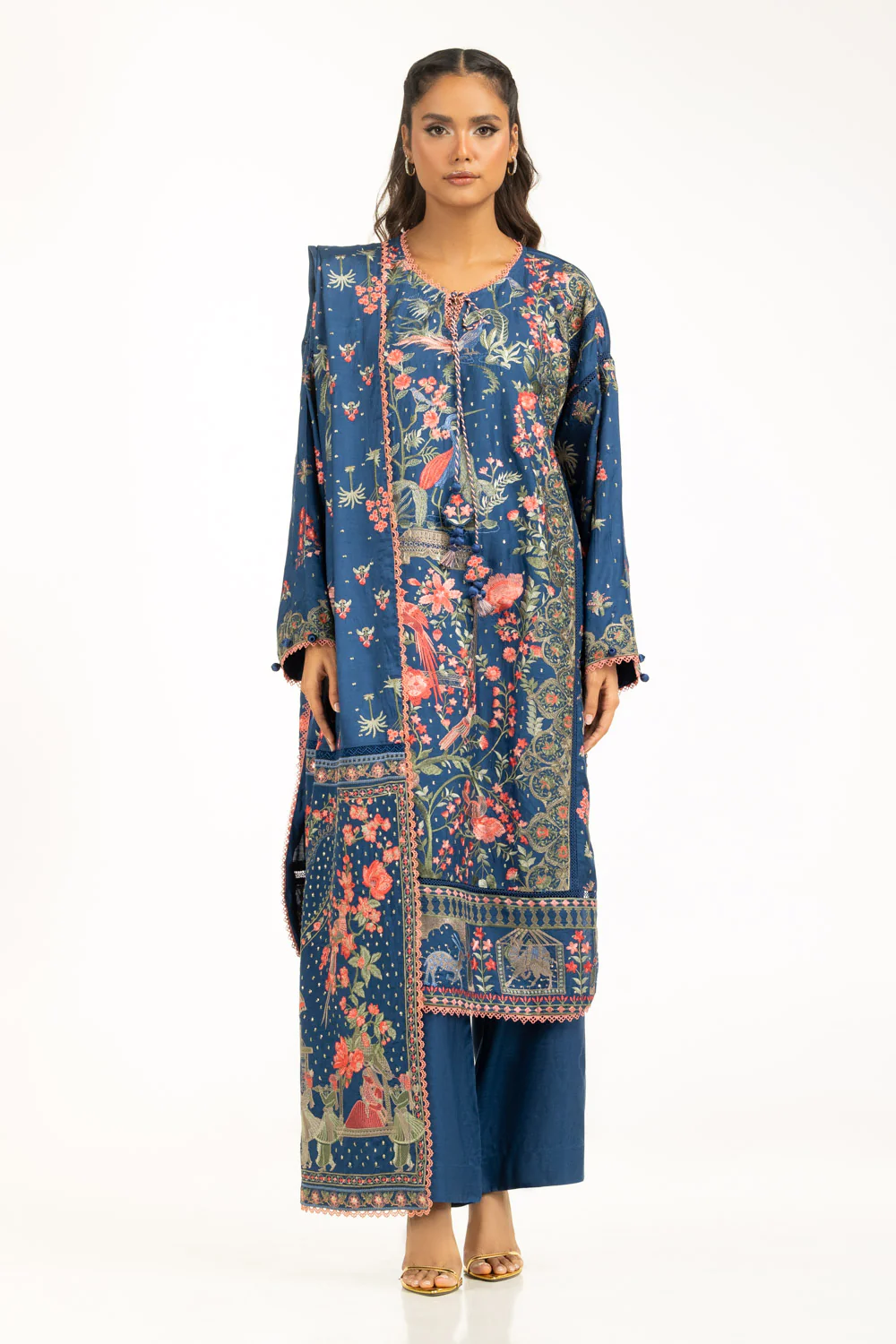 3PC Rawsilk Embroidered Suit
