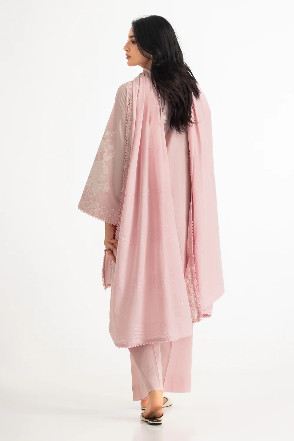 3PC Self Jacquard Embroidered Suit - Image 6
