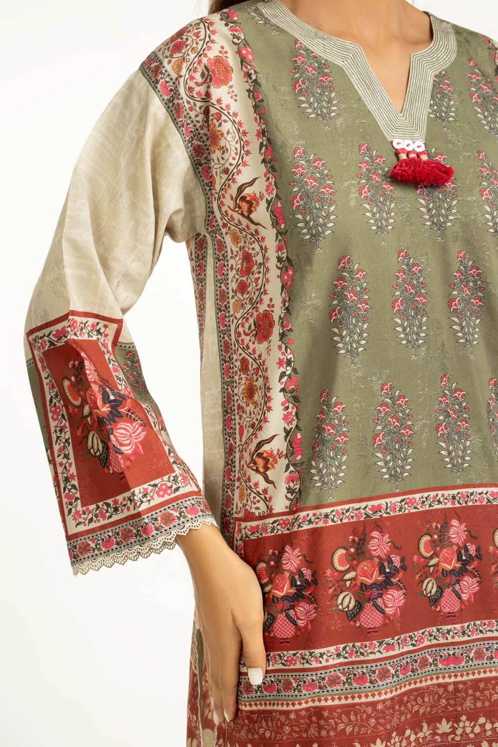 3PC Self Jacquard Printed Suit - Image 2