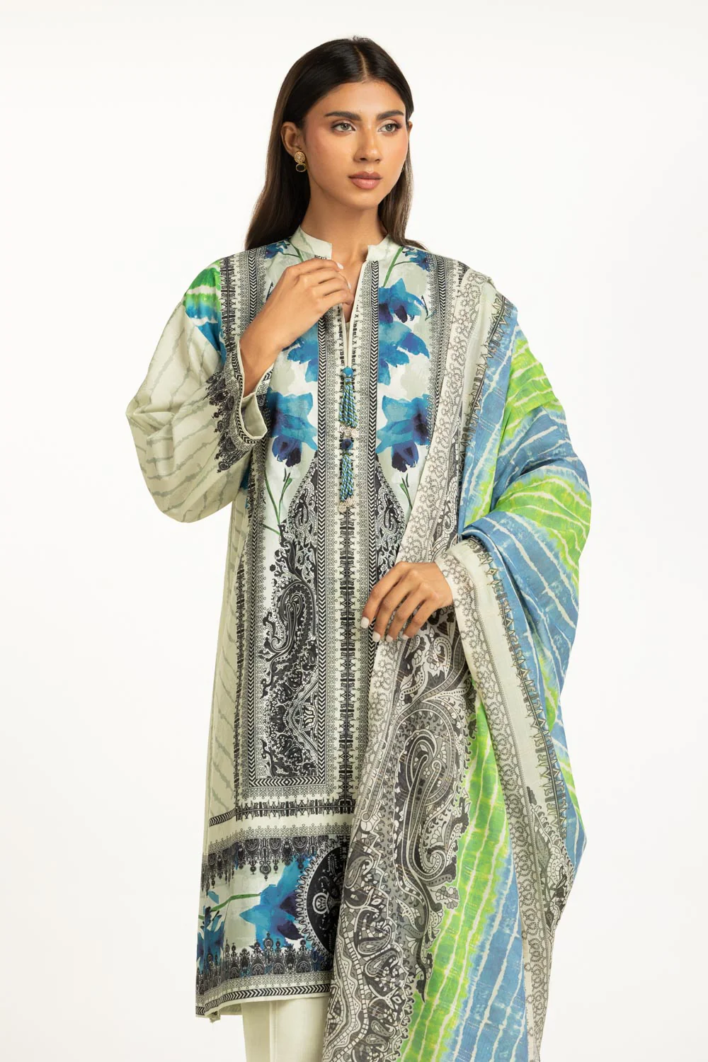 3PC Self Jacquard Printed Suit - Image 4