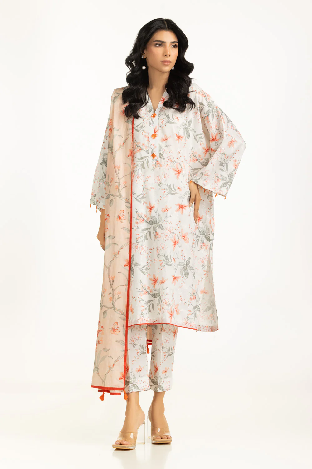 3PC Self Jacquard Printed Suit - Image 3