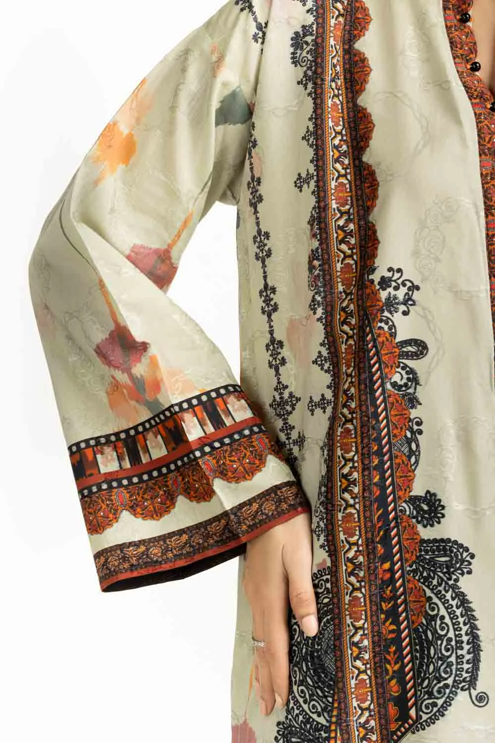 3PC Self Jacquard Printed Suit - Image 4