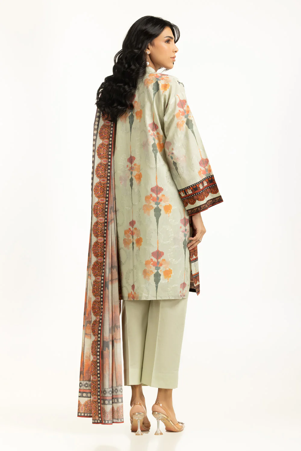3PC Self Jacquard Printed Suit - Image 5