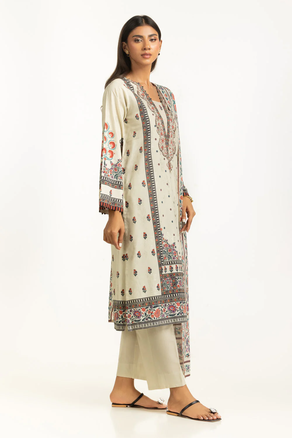 3PC Self Jacquard Printed Suit - Image 4