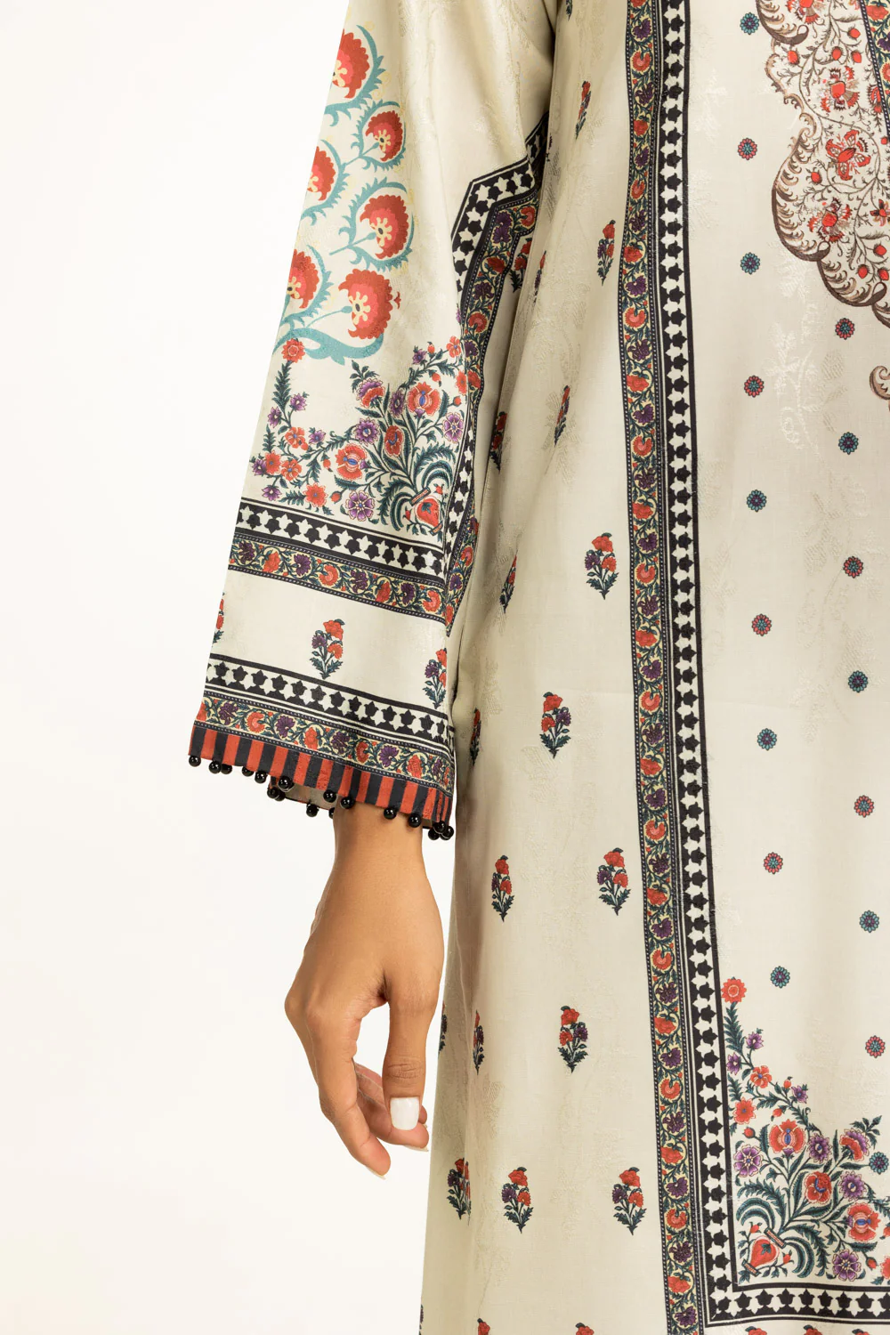 3PC Self Jacquard Printed Suit - Image 5