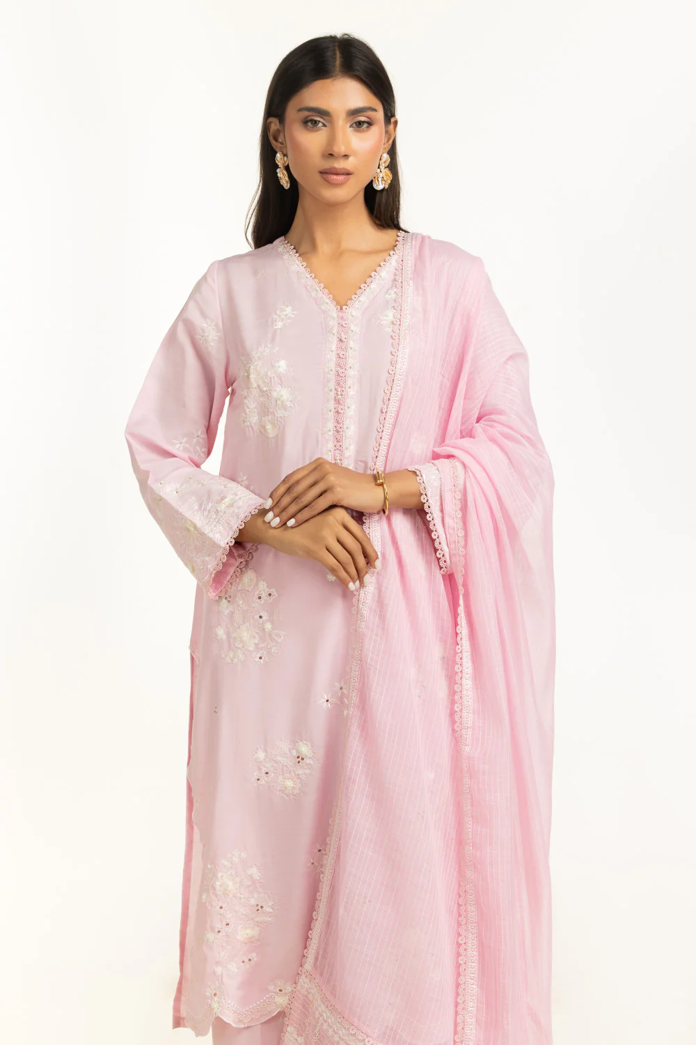 3PC Swiss Lawn Slub Embroidered Suit - Image 2