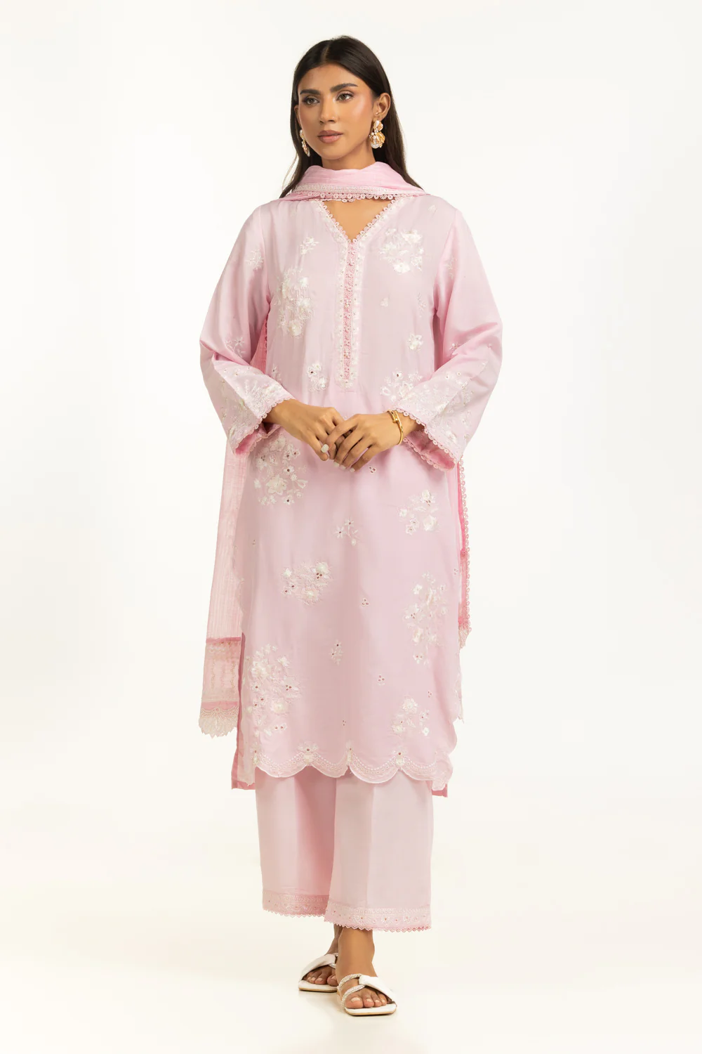 3PC Swiss Lawn Slub Embroidered Suit - Image 3