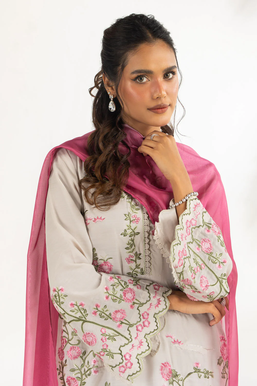 3PC Swiss Lawn Slub Embroidered Suit - Image 2