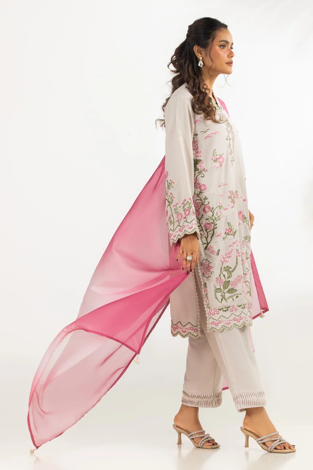3PC Swiss Lawn Slub Embroidered Suit - Image 4