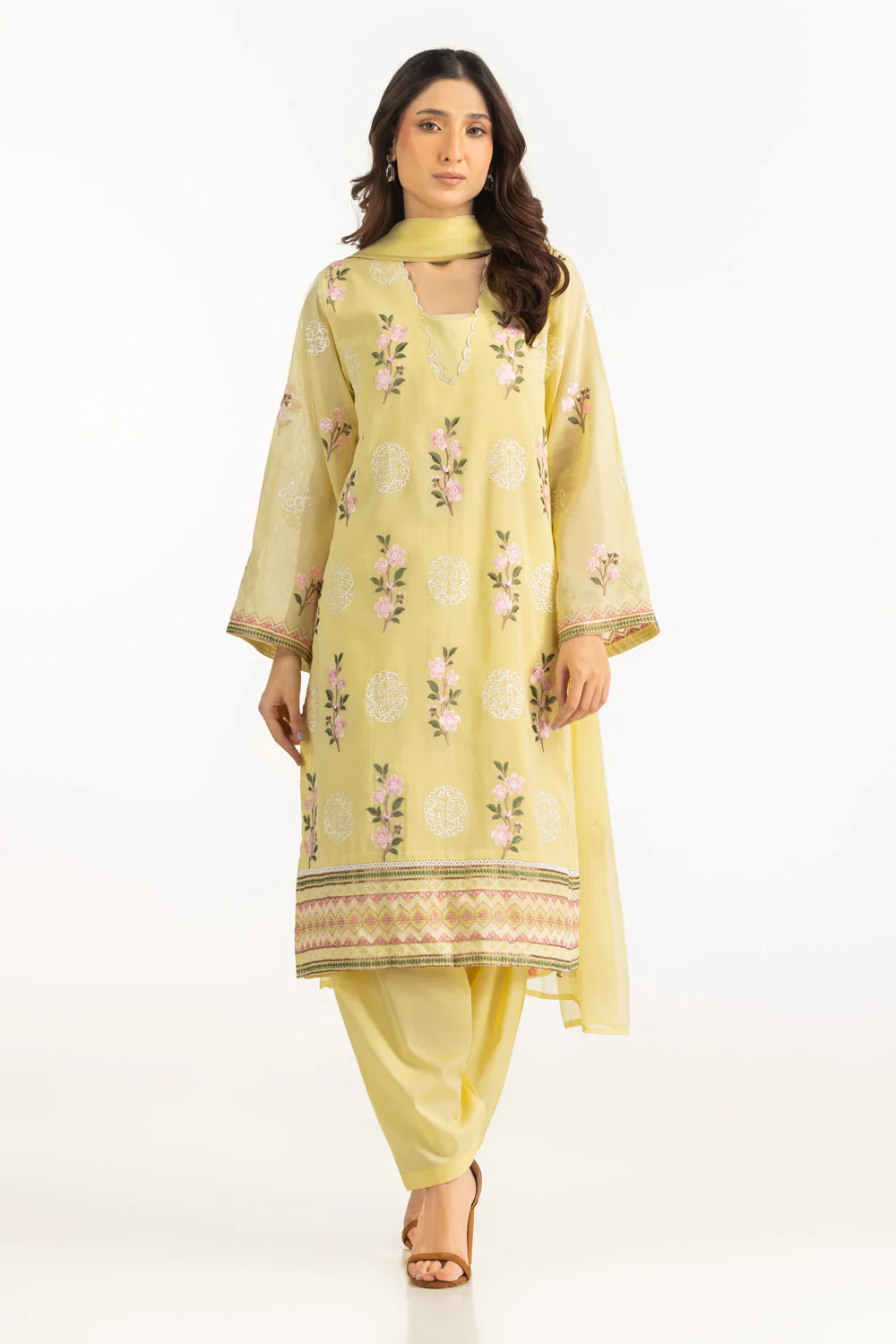 3PC Swiss Voile Embroidered Suit