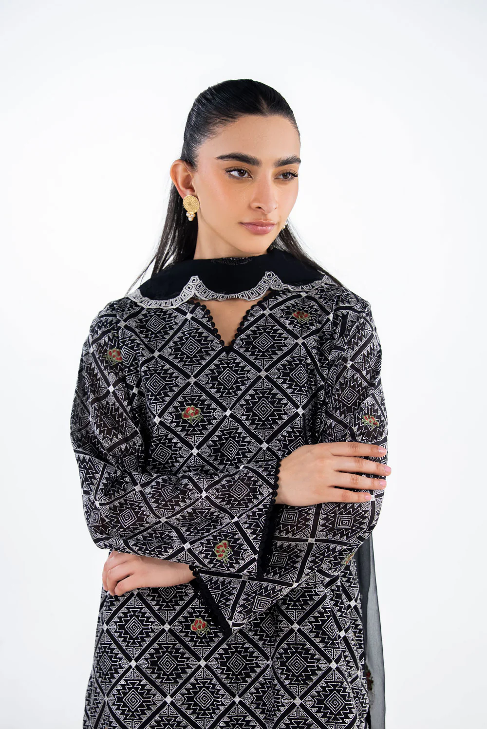 3PC Swiss Voile Embroidered Suit - Image 2