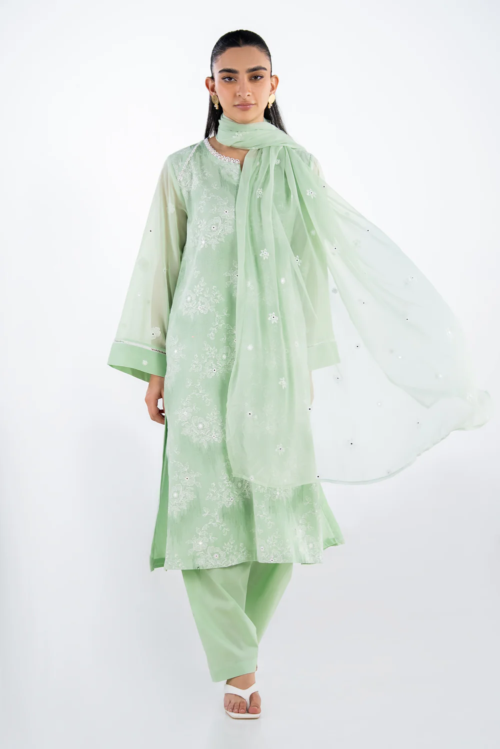 3PC Swiss Voile Embroidered Suit