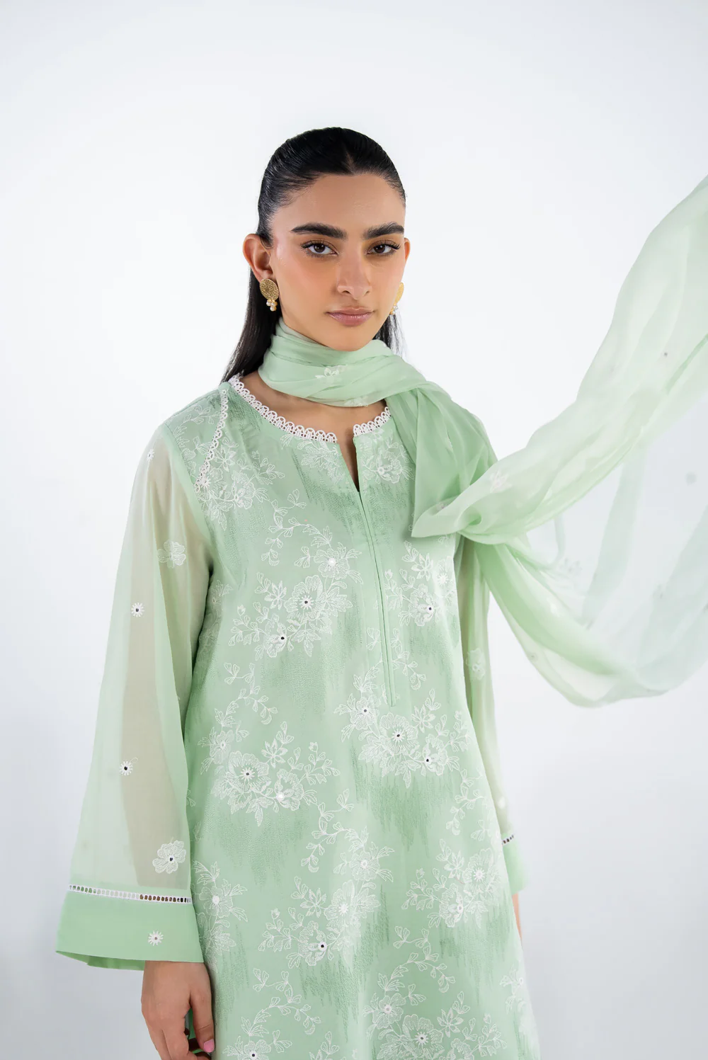 3PC Swiss Voile Embroidered Suit - Image 2