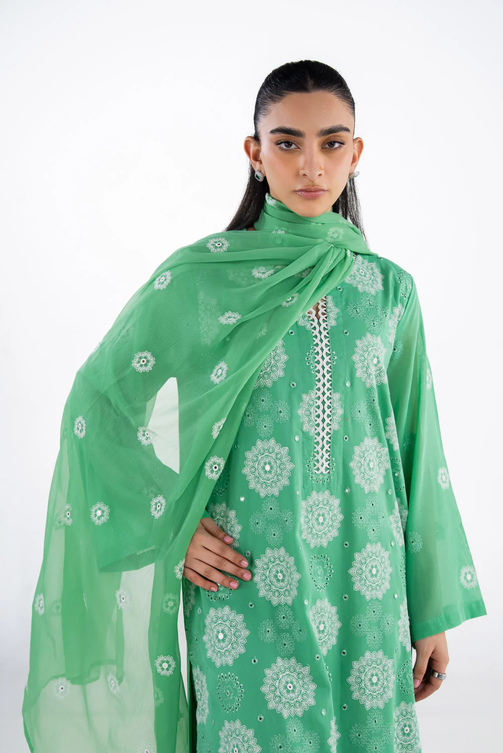 3PC Swiss Voile Embroidered Suit - Image 2