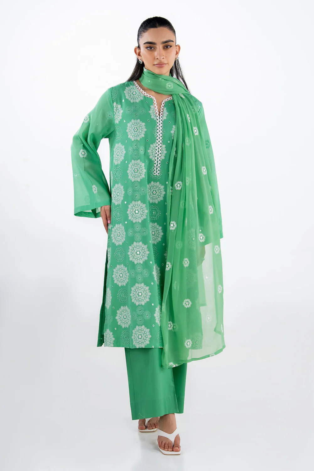 3PC Swiss Voile Embroidered Suit - Image 5