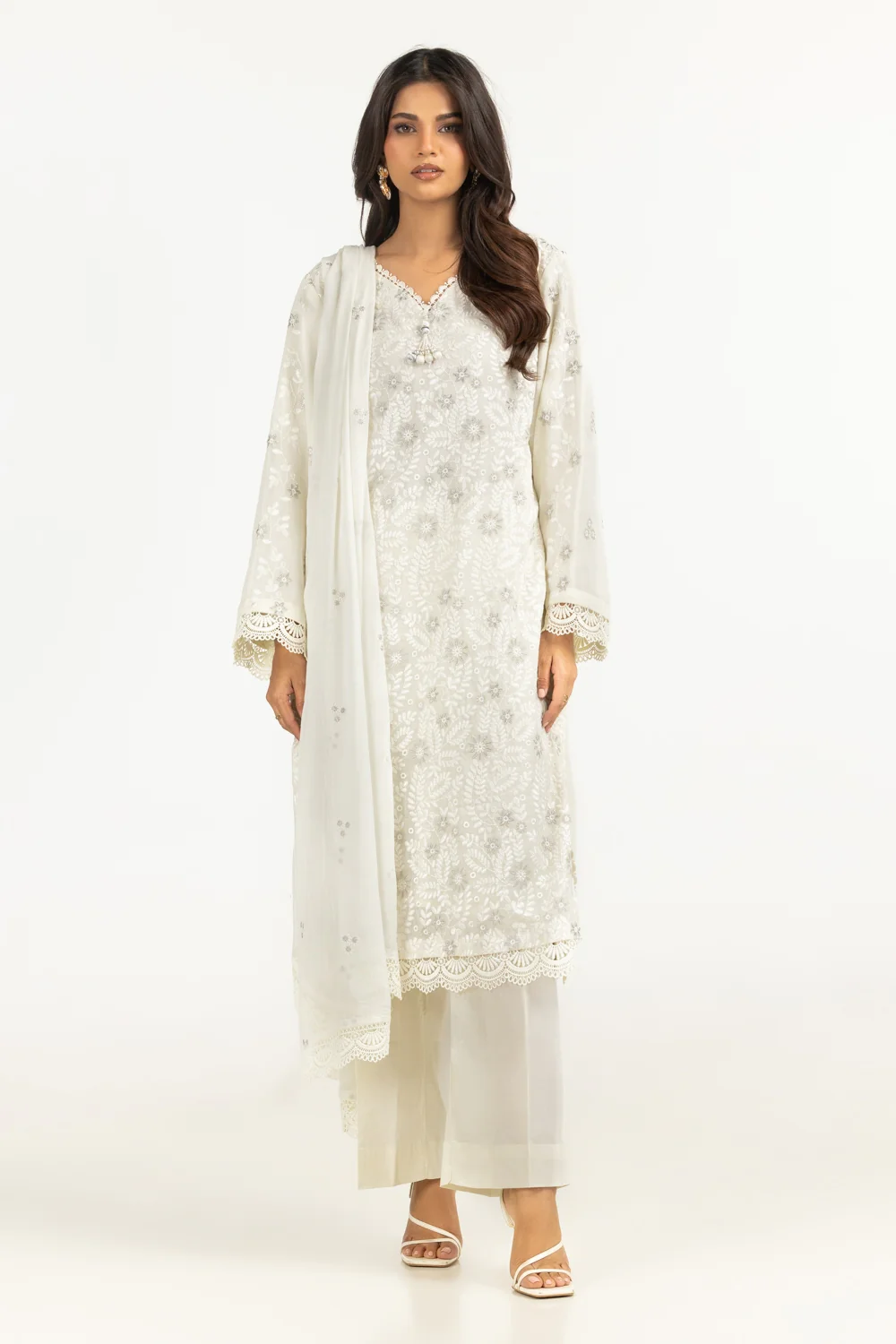 3PC Swiss Voile Embroidered Suit