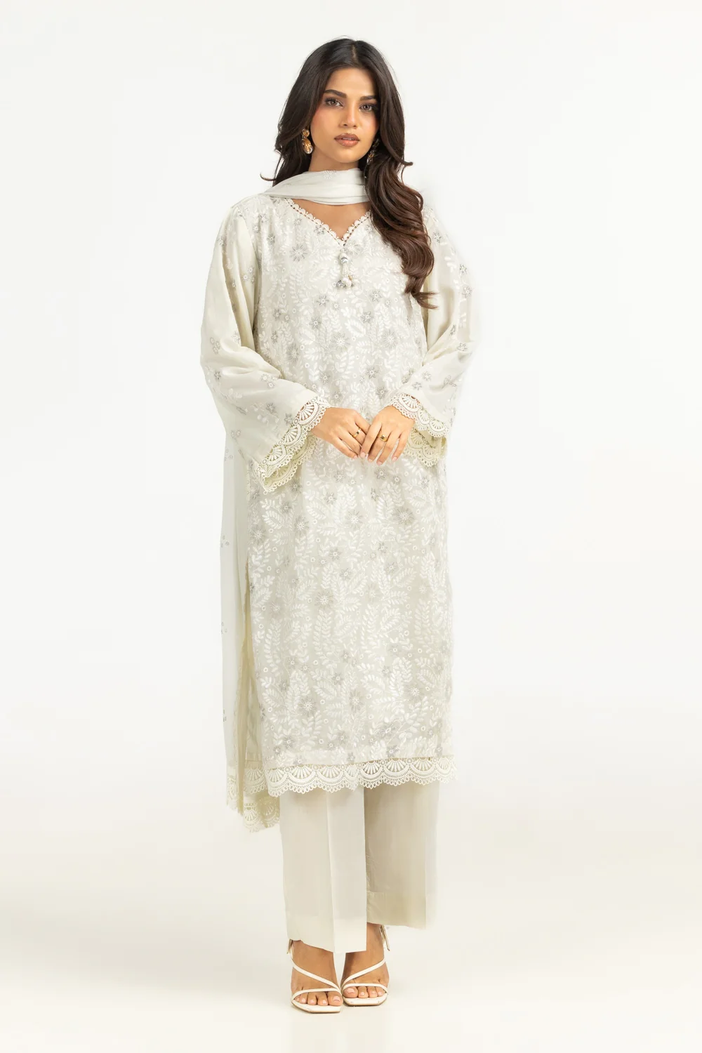 3PC Swiss Voile Embroidered Suit - Image 3