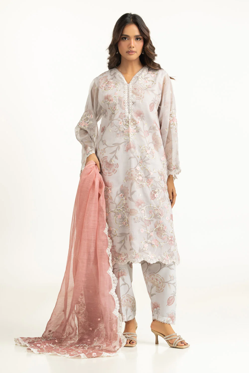 3PC Tennis Net Printed Suit With Embroidered