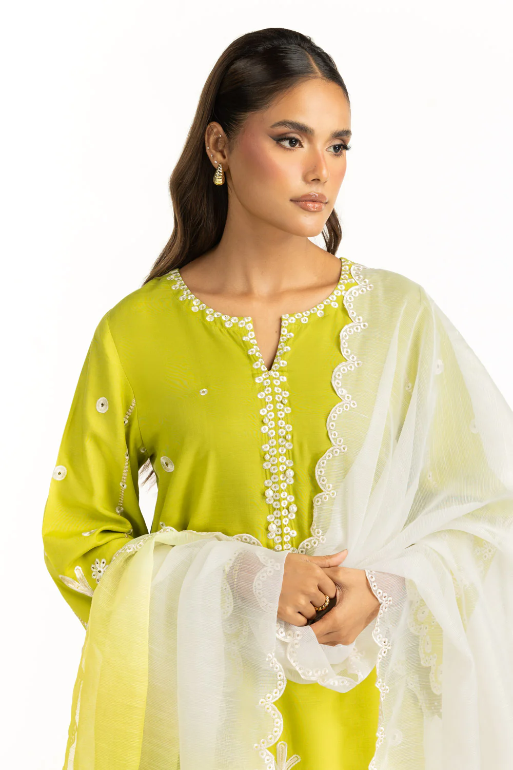 3PC Viscose Raw Silk Embroidered Suit - Image 4
