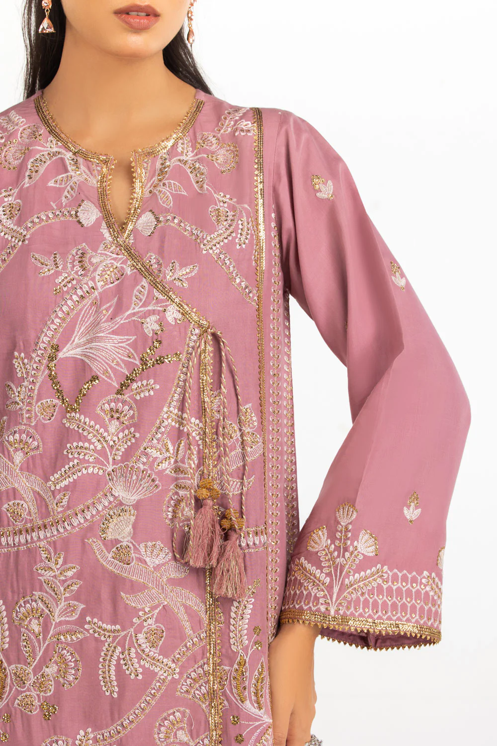 3PC Viscose Rawsilk Embroidered Suit - Image 2