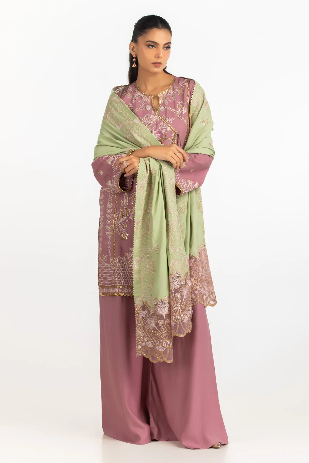 3PC Viscose Rawsilk Embroidered Suit - Image 4