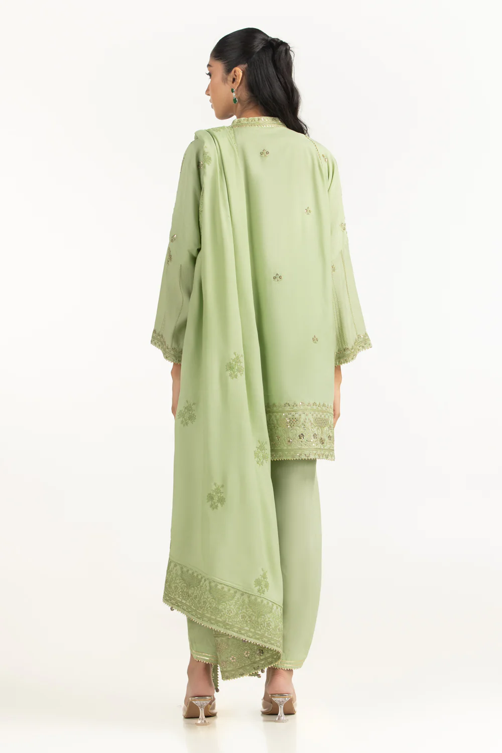 3PC Viscose Rawsilk Embroidered Suit - Image 5