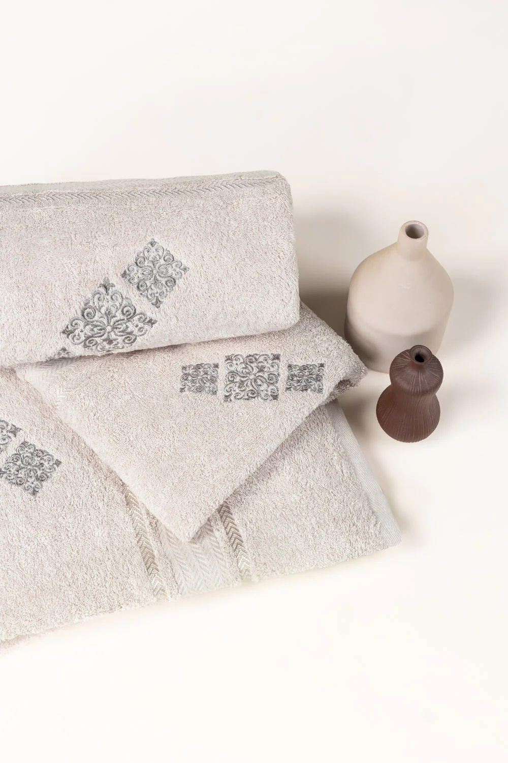 Ash Lilac Embroidered Towel - Image 3