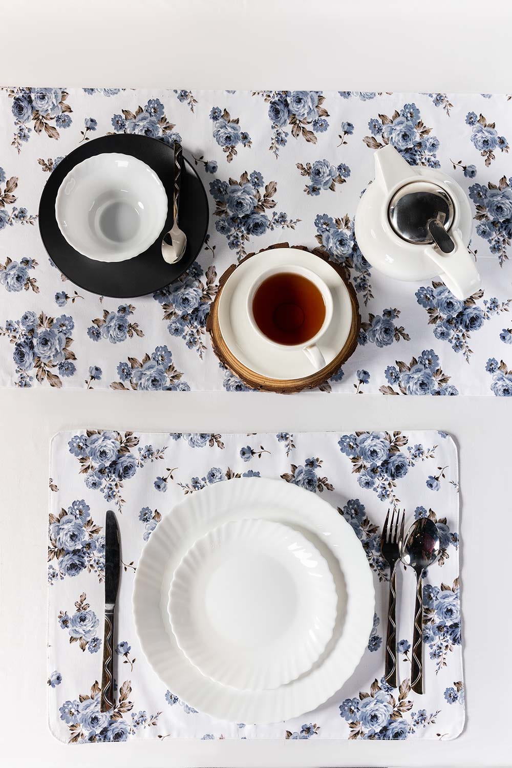 AW23-Rose blue Placemat and Runner Set - Image 2