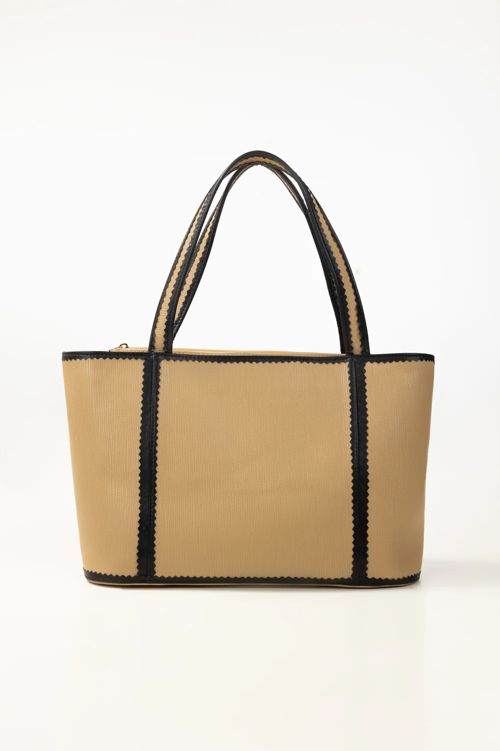 Beige Black Tote Bag